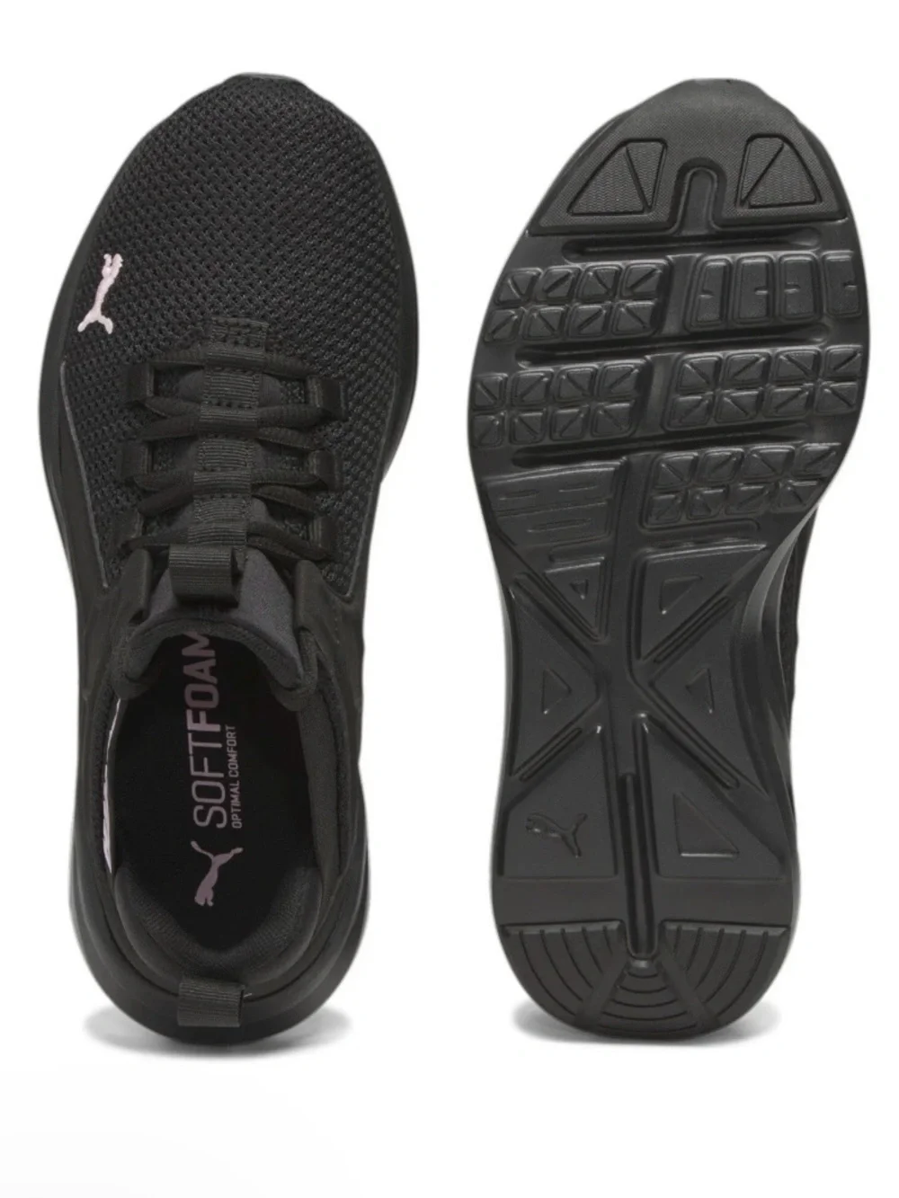 Puma Women's Black Sneakers with Light Pink Logos